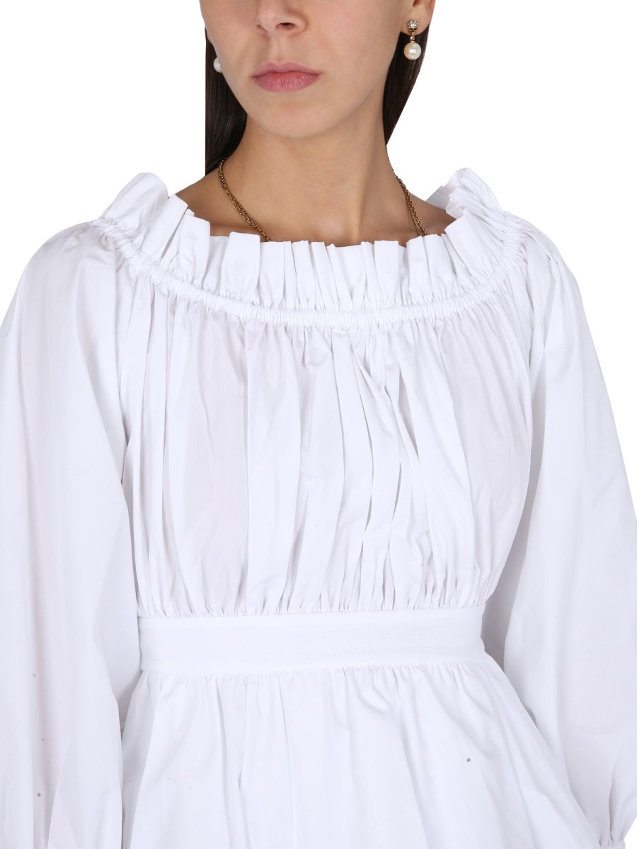 ALEXANDER McQUEEN Cotton Poplin Top with Round Neckline