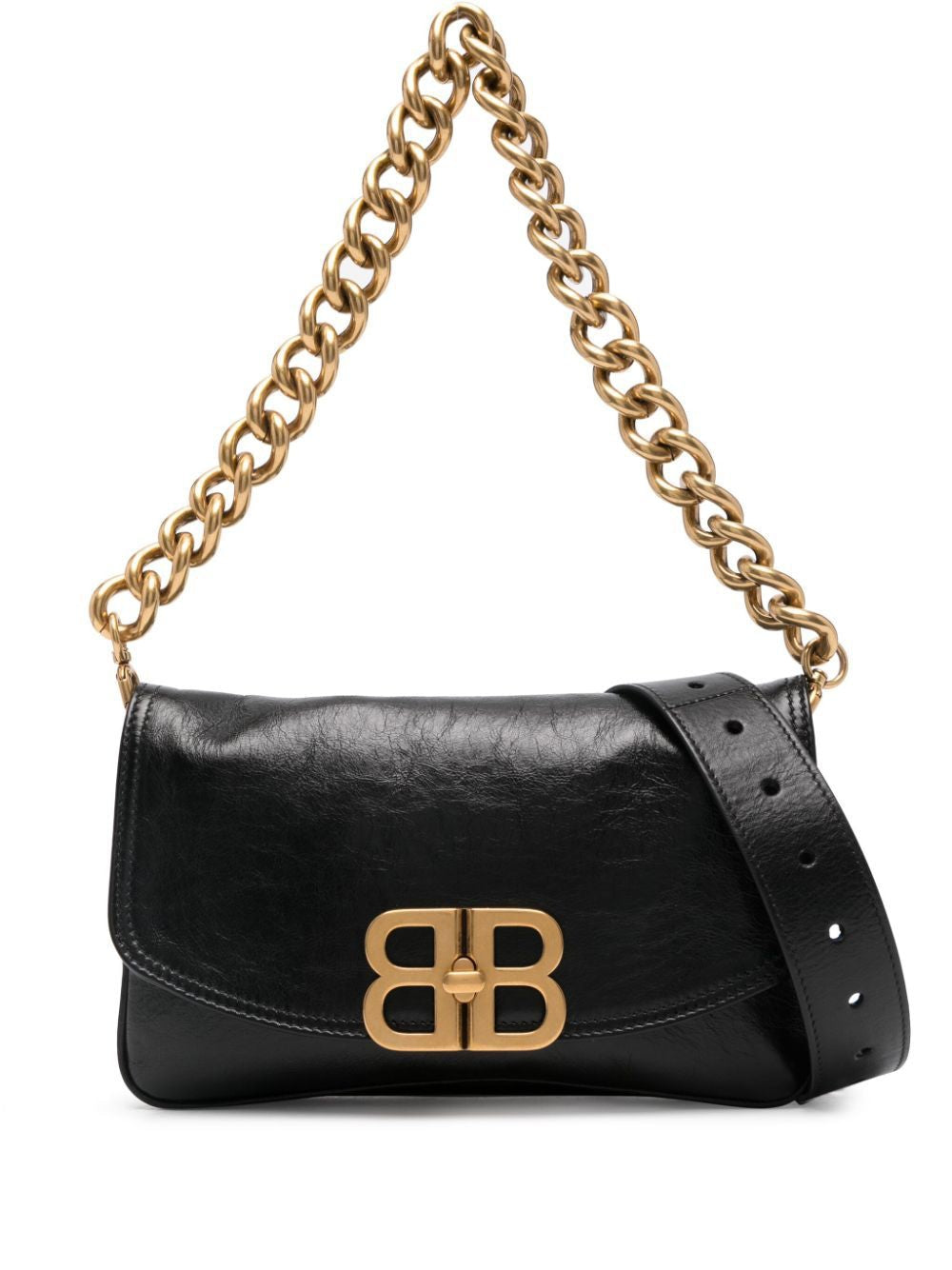 BALENCIAGA Mini BB Flap Leather Handbag