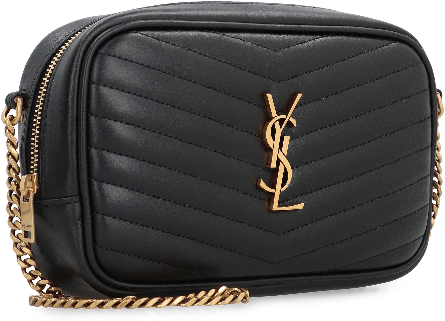 SAINT LAURENT Mini Quilted Handbag with Signature Logo and Chain Strap