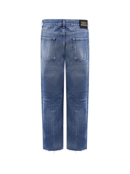 GUCCI Logo Patch Cropped Jeans