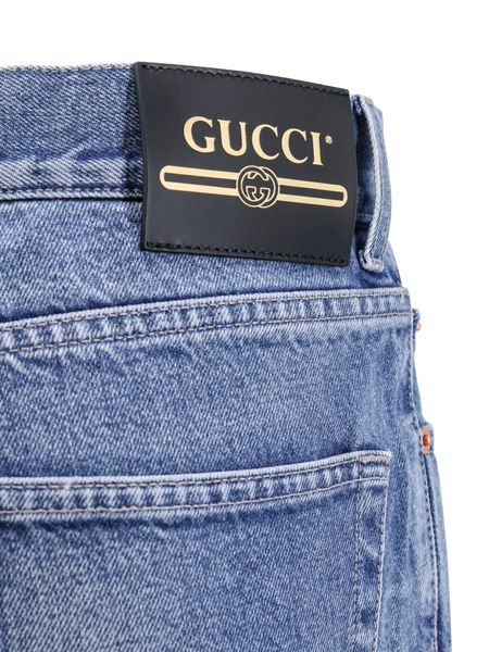GUCCI Logo Patch Cropped Jeans