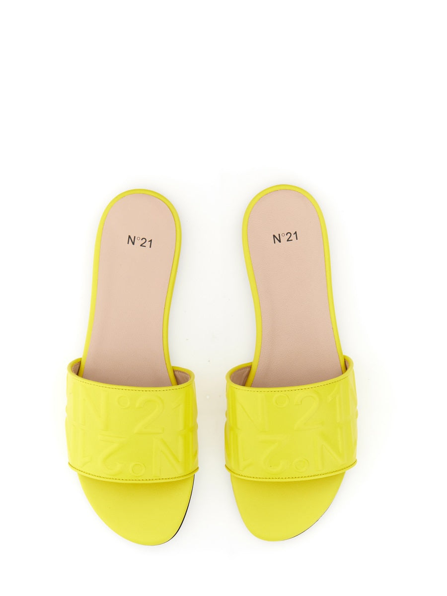 N°21 Slide Sandal with Logo - 0.5 cm Heel