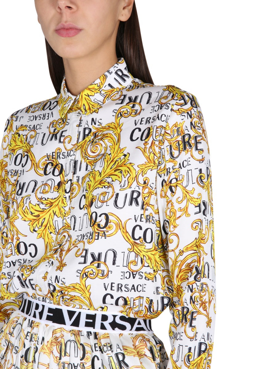 VERSACE JEANS COUTURE Baroque Patterned Classic Collar Shirt for Women