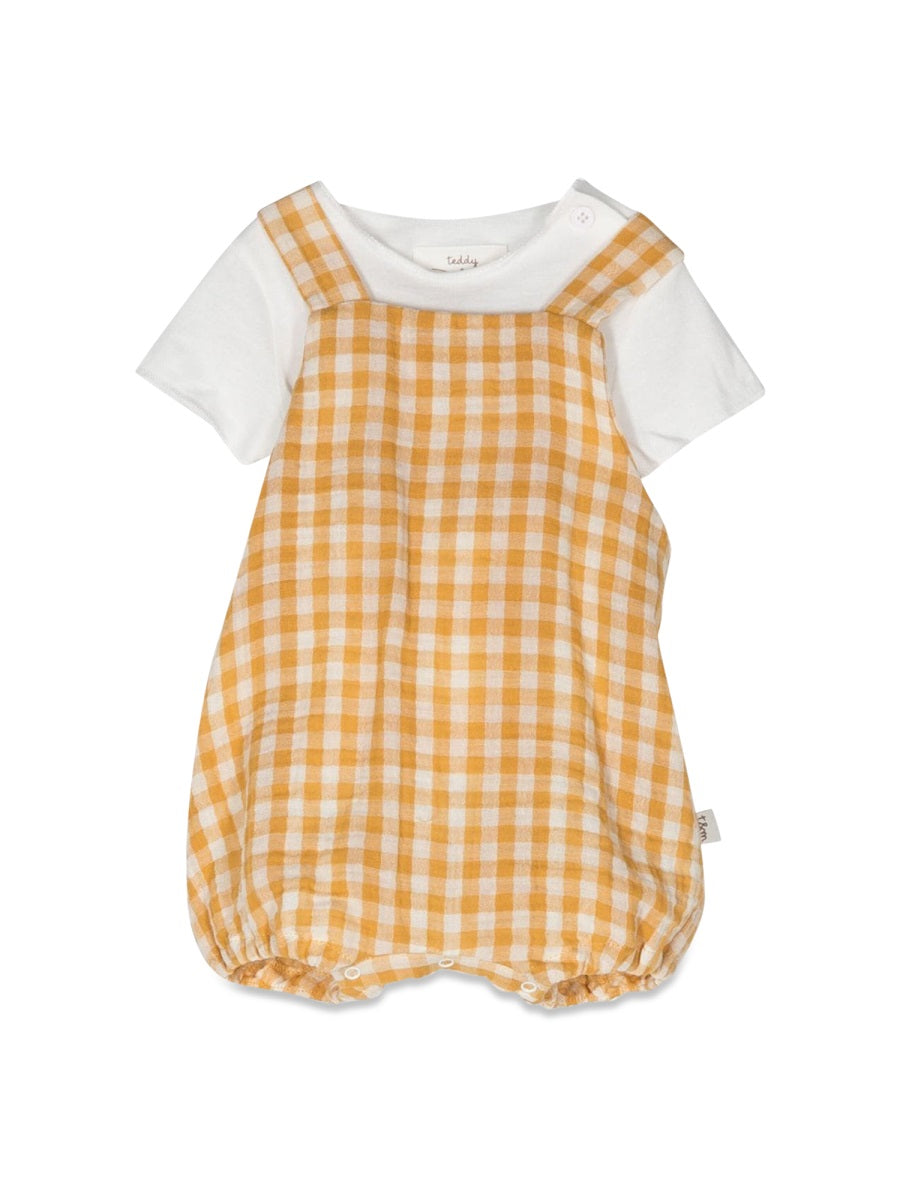 TEDDY & MINOU Mini Checkered Romper Set with T-Shirt