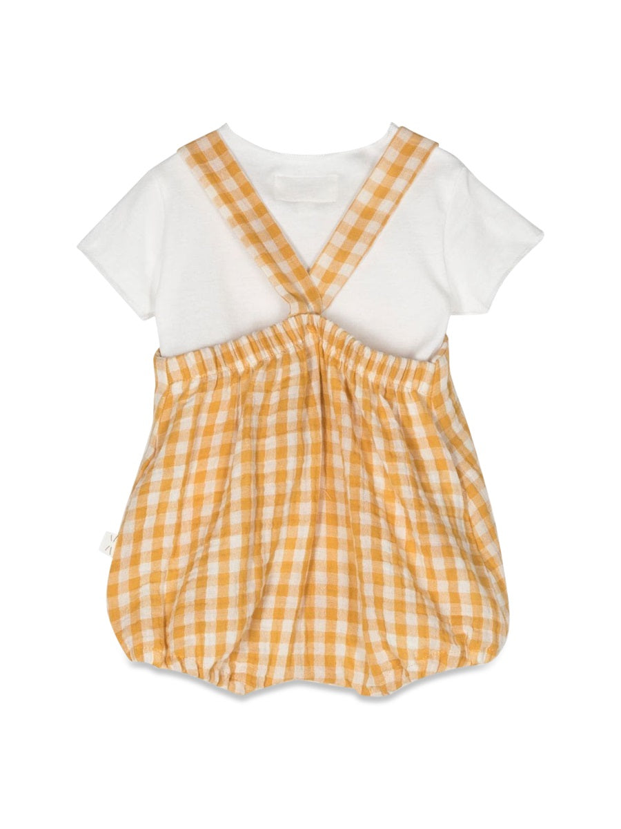 TEDDY & MINOU Mini Checkered Romper Set with T-Shirt