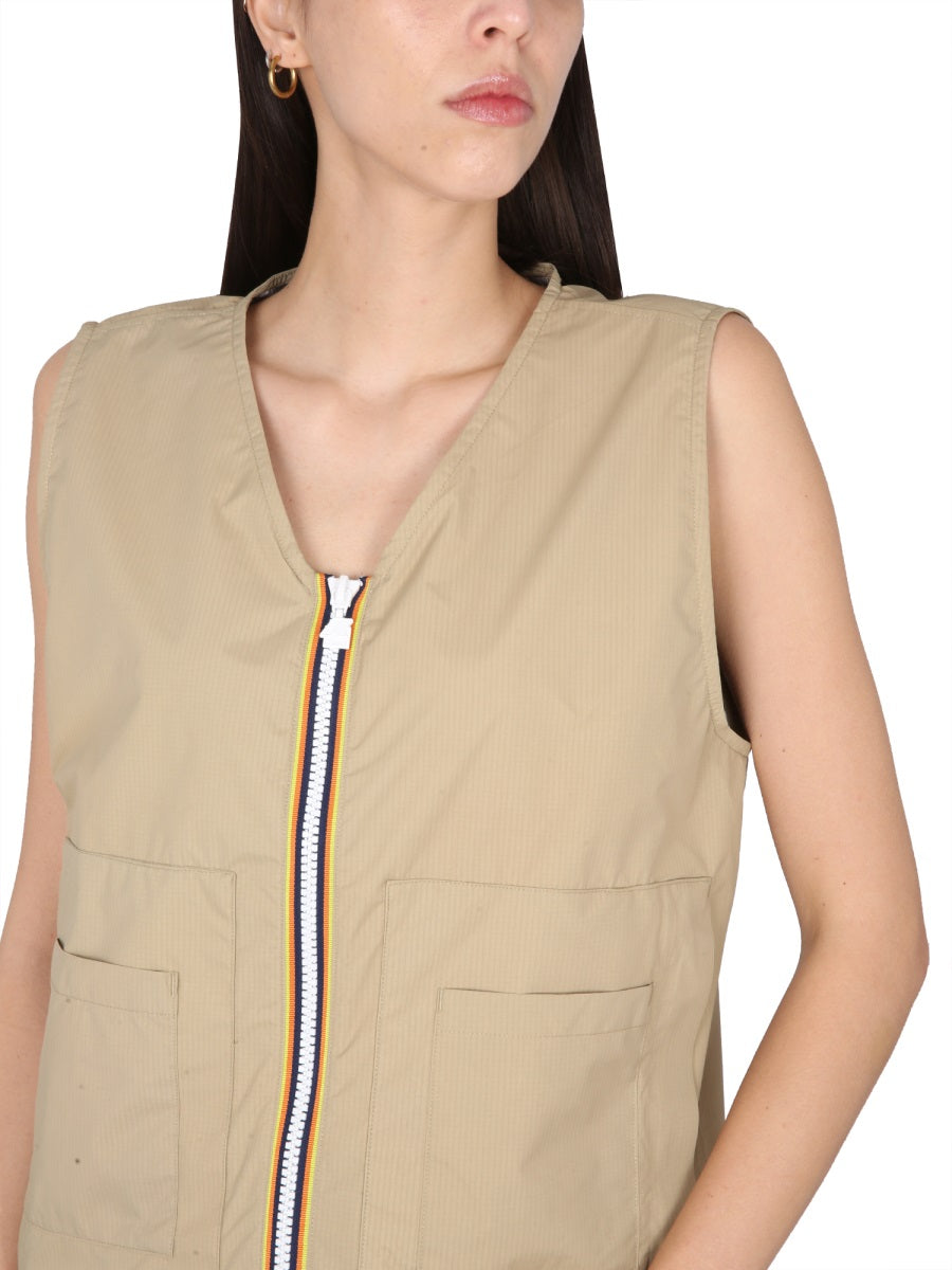 K-WAY Unisex V-Neck Mini Vest with Zipper Closure