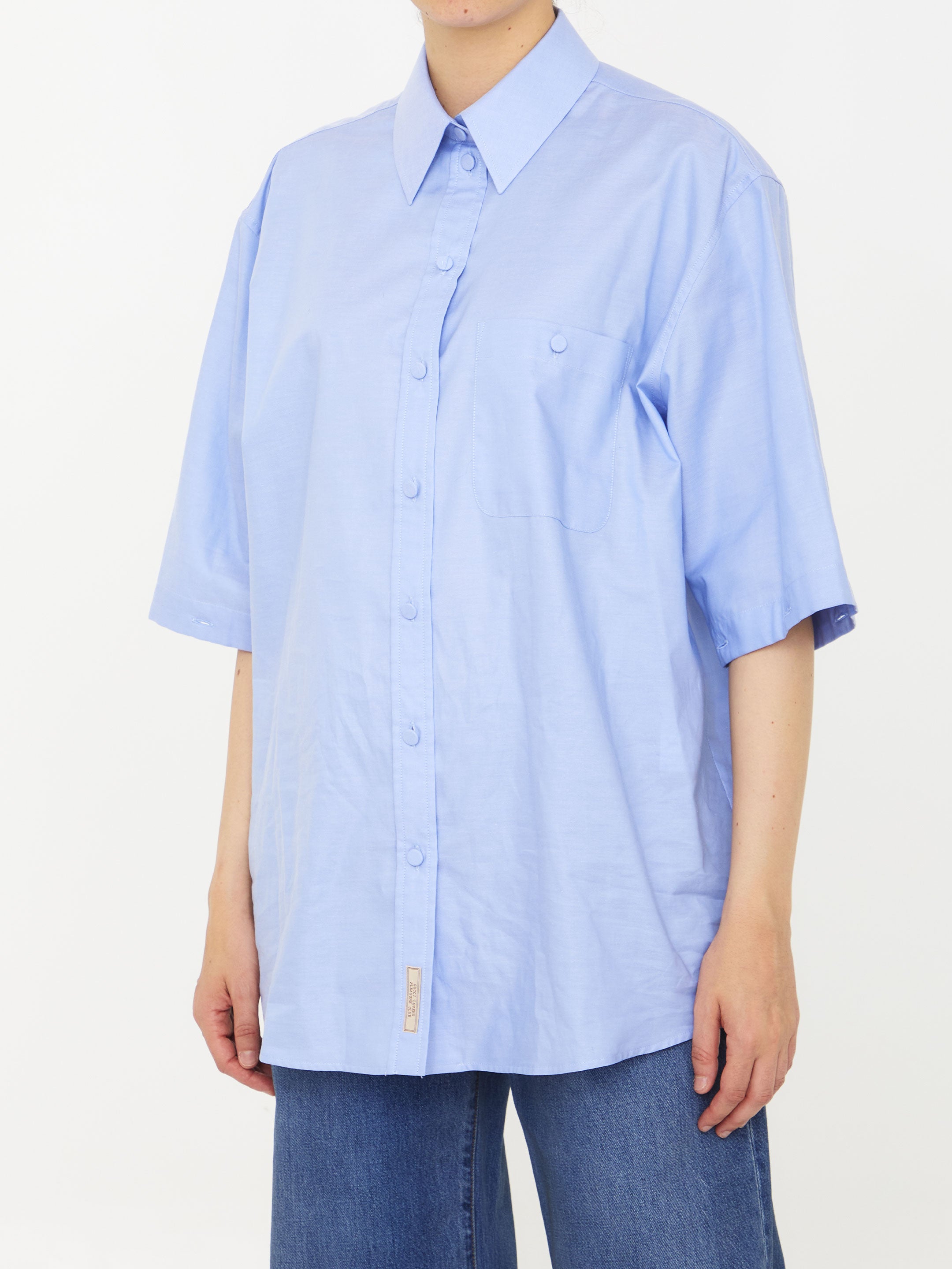 GUCCI Cotton-Oxford Shirt with Detachable Sleeves