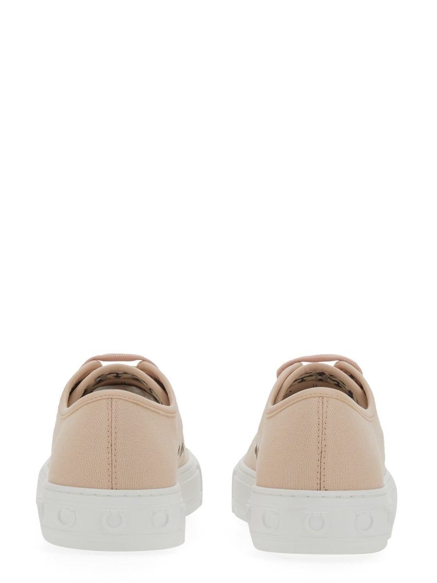 Ferragamo Logo Sneaker with Flat Rubber Sole