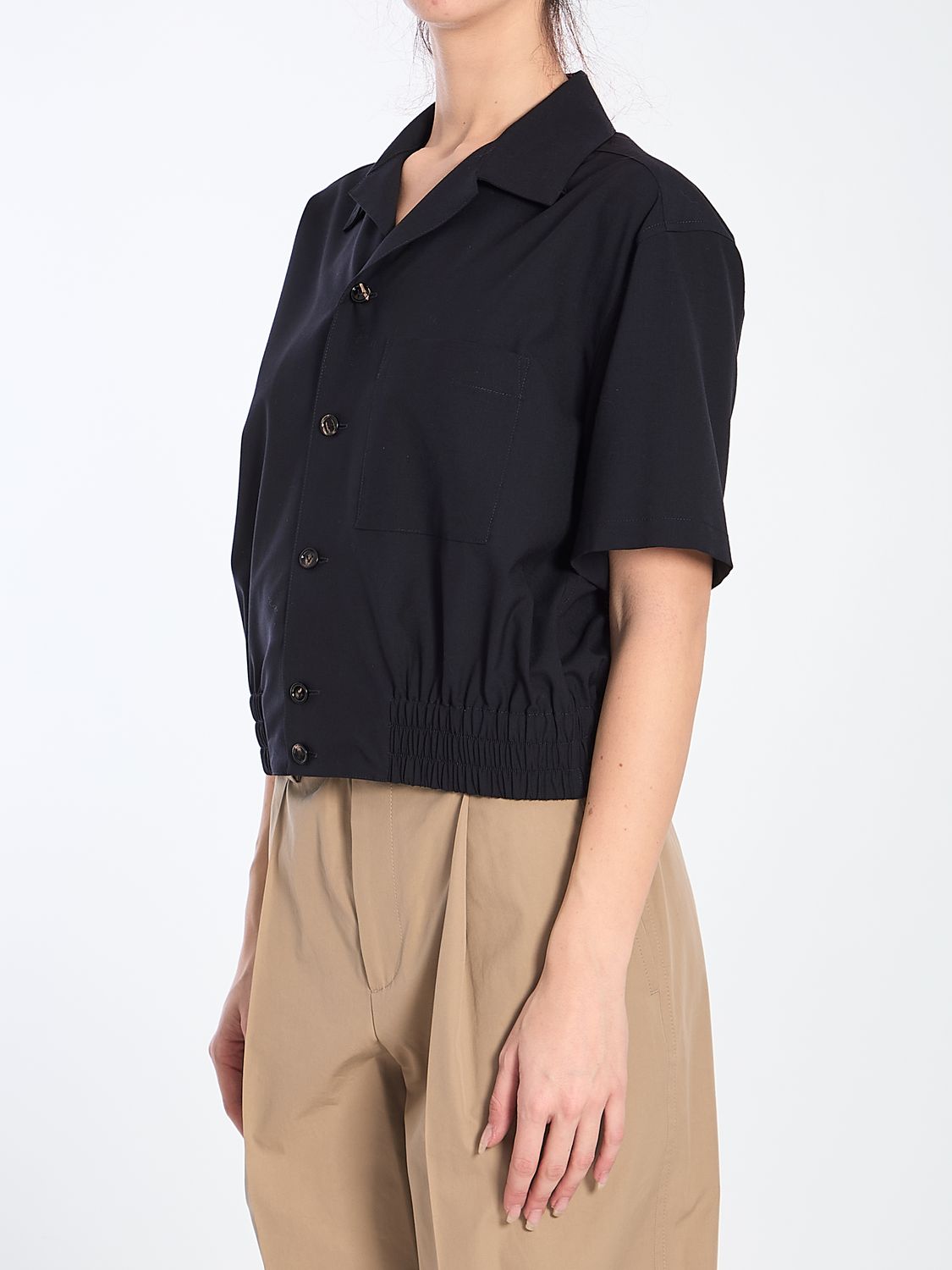 BOTTEGA VENETA Wool Shirt with Elasticated Hemline
