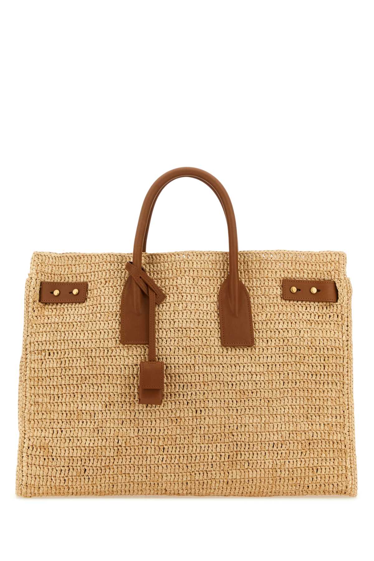 SAINT LAURENT Medium Raffia Sac of Jour Shopping Handbag