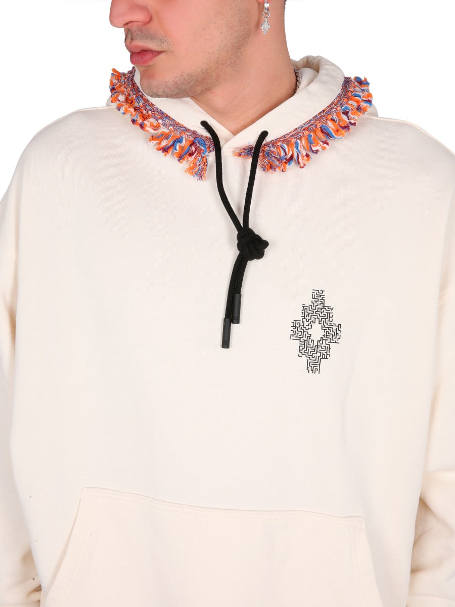 MARCELO BURLON COUNTY OF MILAN Fringed Hoodie Sweatshirt for Men - SS23 Collection
