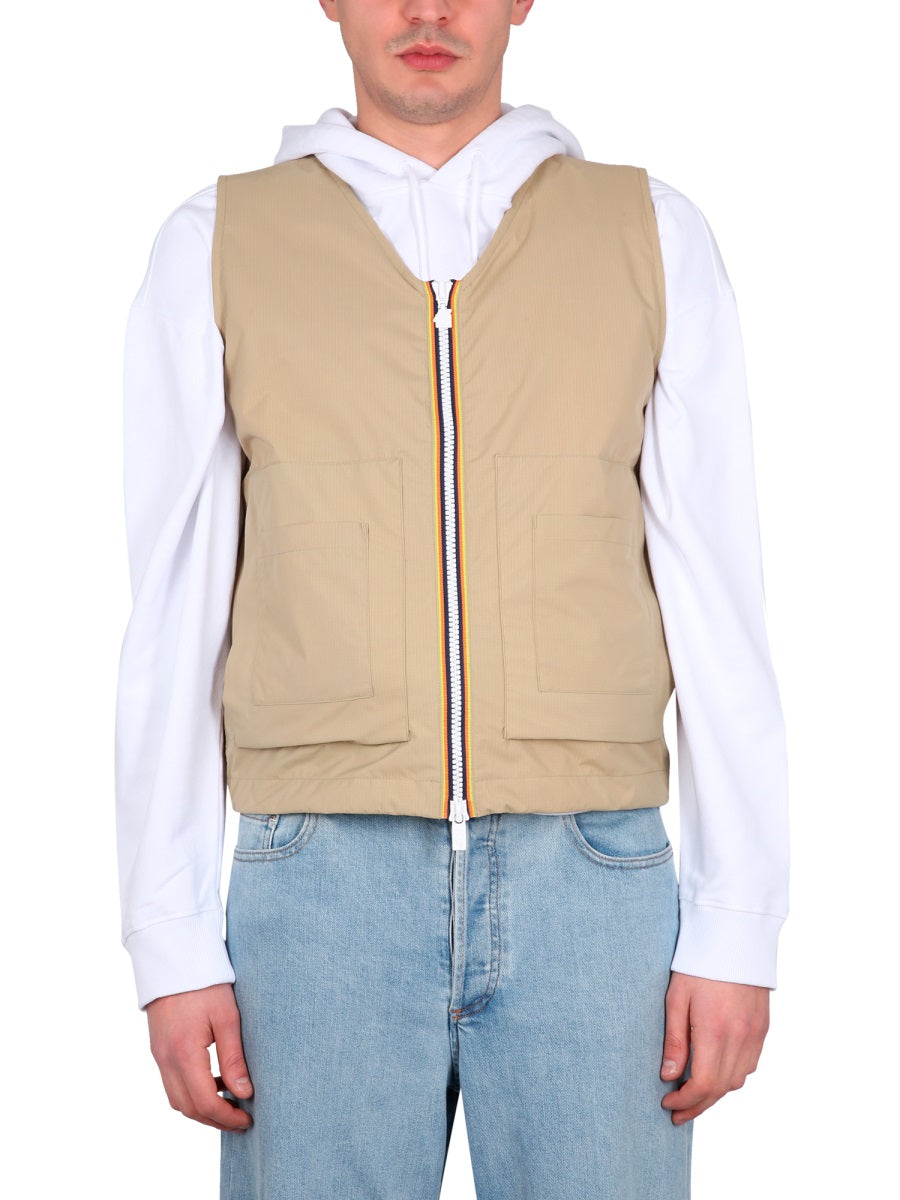K-WAY Unisex V-Neck Mini Vest with Zipper Closure