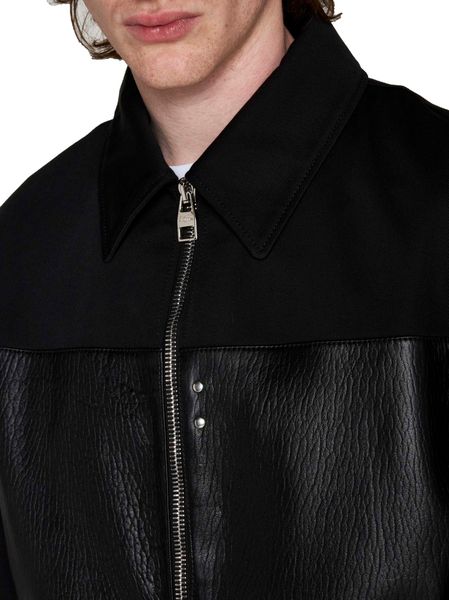 ALEXANDER MCQUEEN Luxurious Leather Raffia Contrast Bomber Jacket