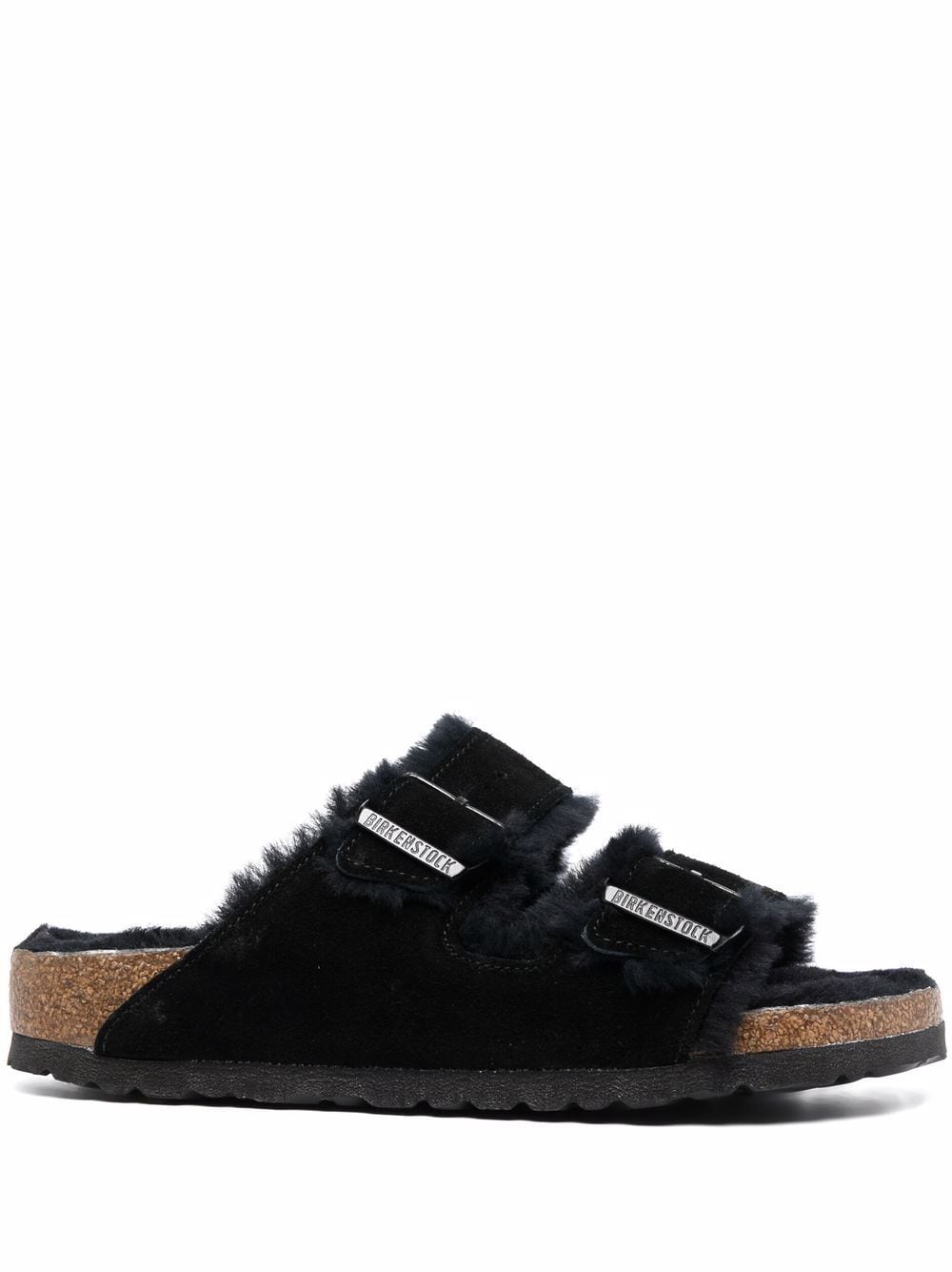 BIRKENSTOCK Men's Shearling Lined Open Toe Sandals with Side Buckle