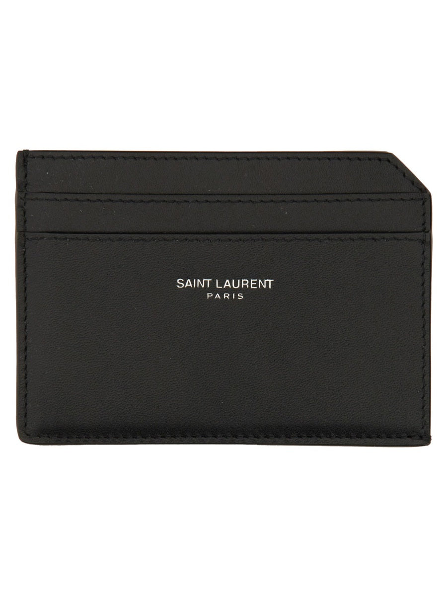 SAINT LAURENT Mini Leather Cardholder - 7.5 CM X 10 CM X 0.5 CM