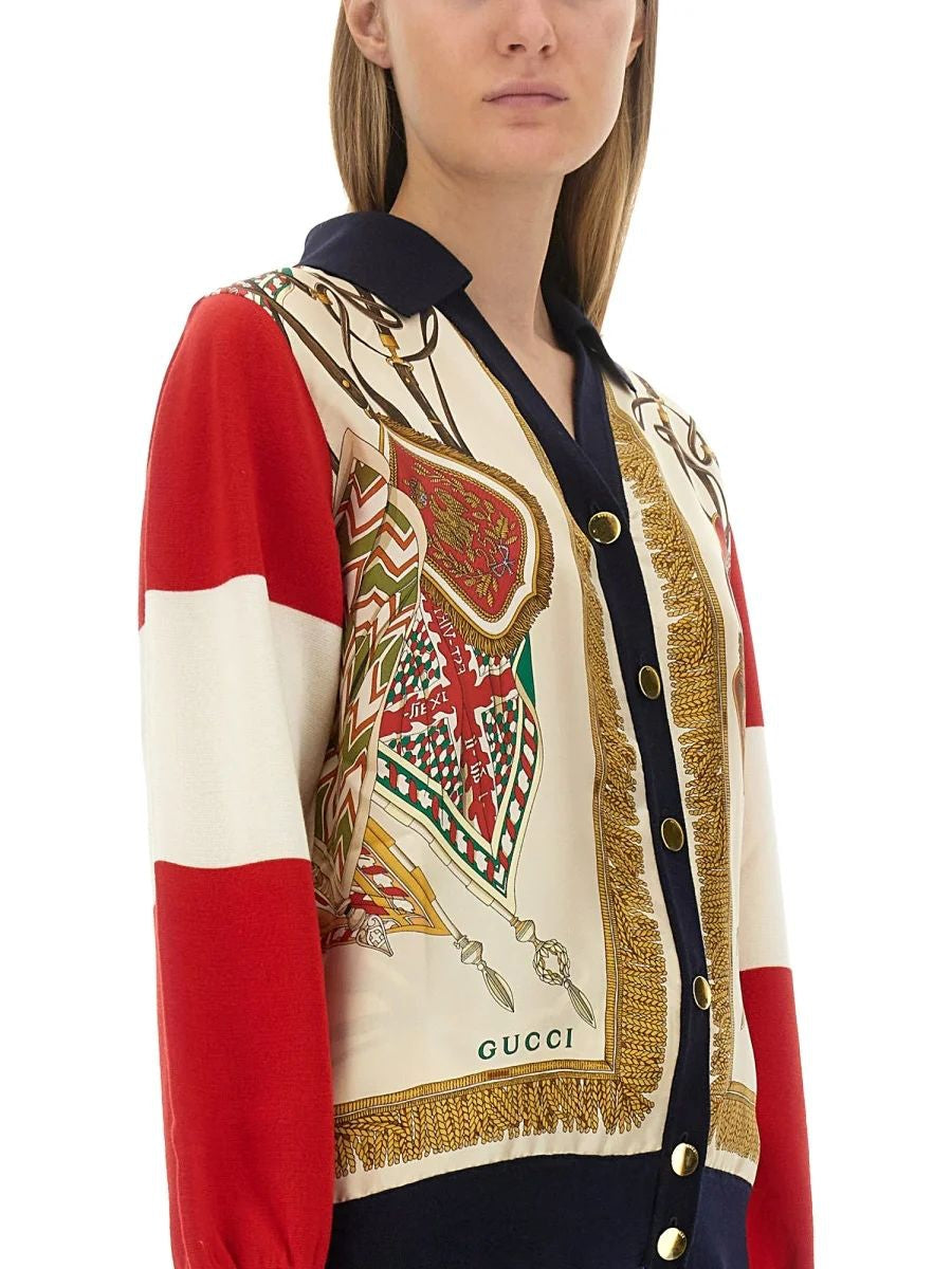 GUCCI Extra Fine Wool Cardigan with Print - Size M