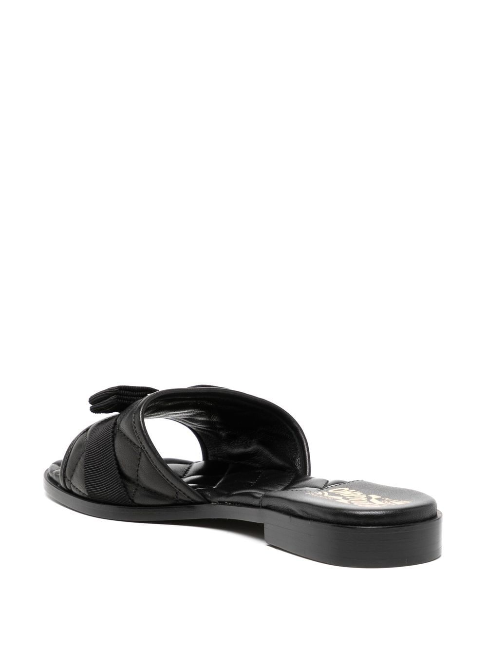 Ferragamo Quilted Leather Slip-On Flats with Signature Bow Detail