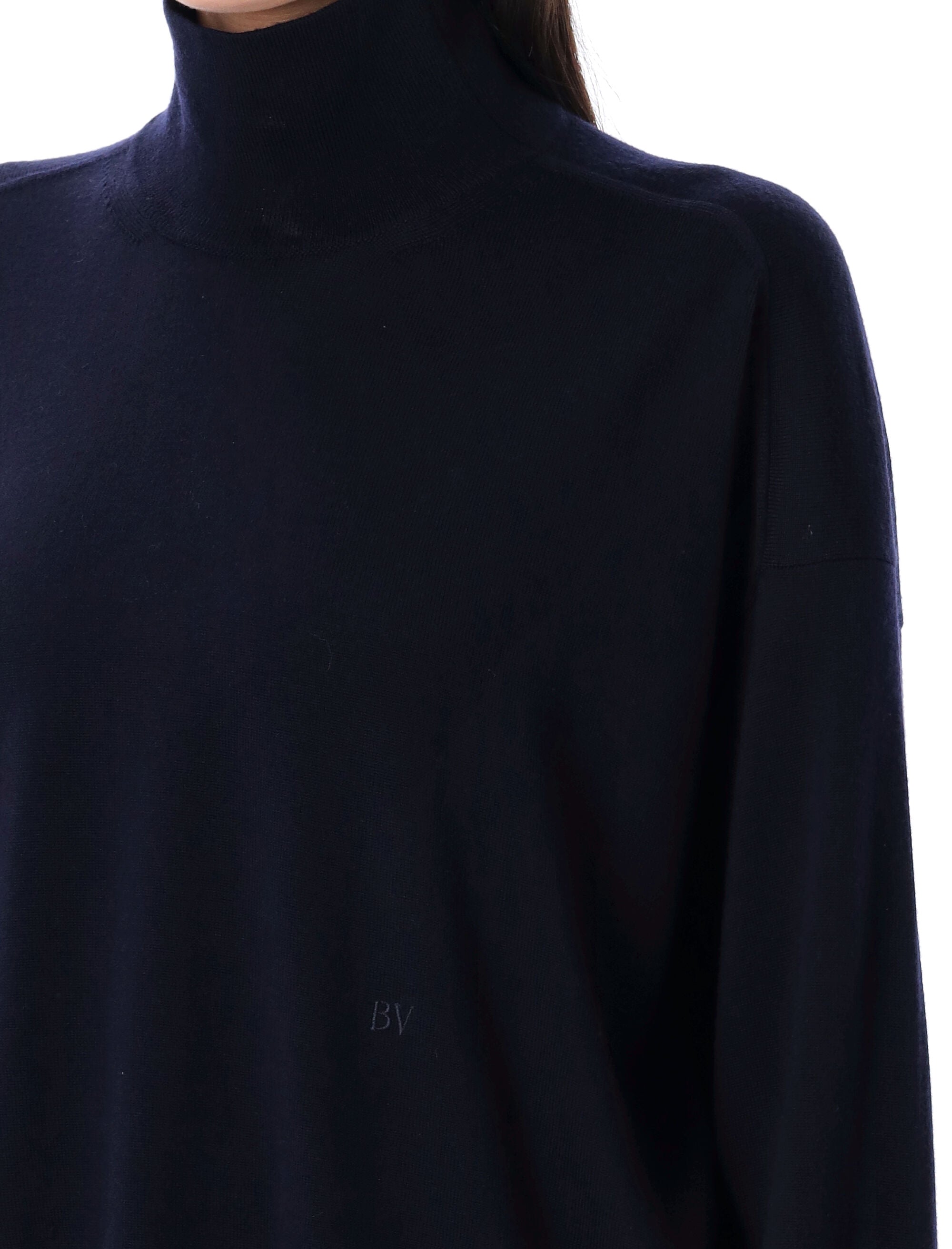 BOTTEGA VENETA High Neck Relaxed Fit Sweater with Ribbed Details