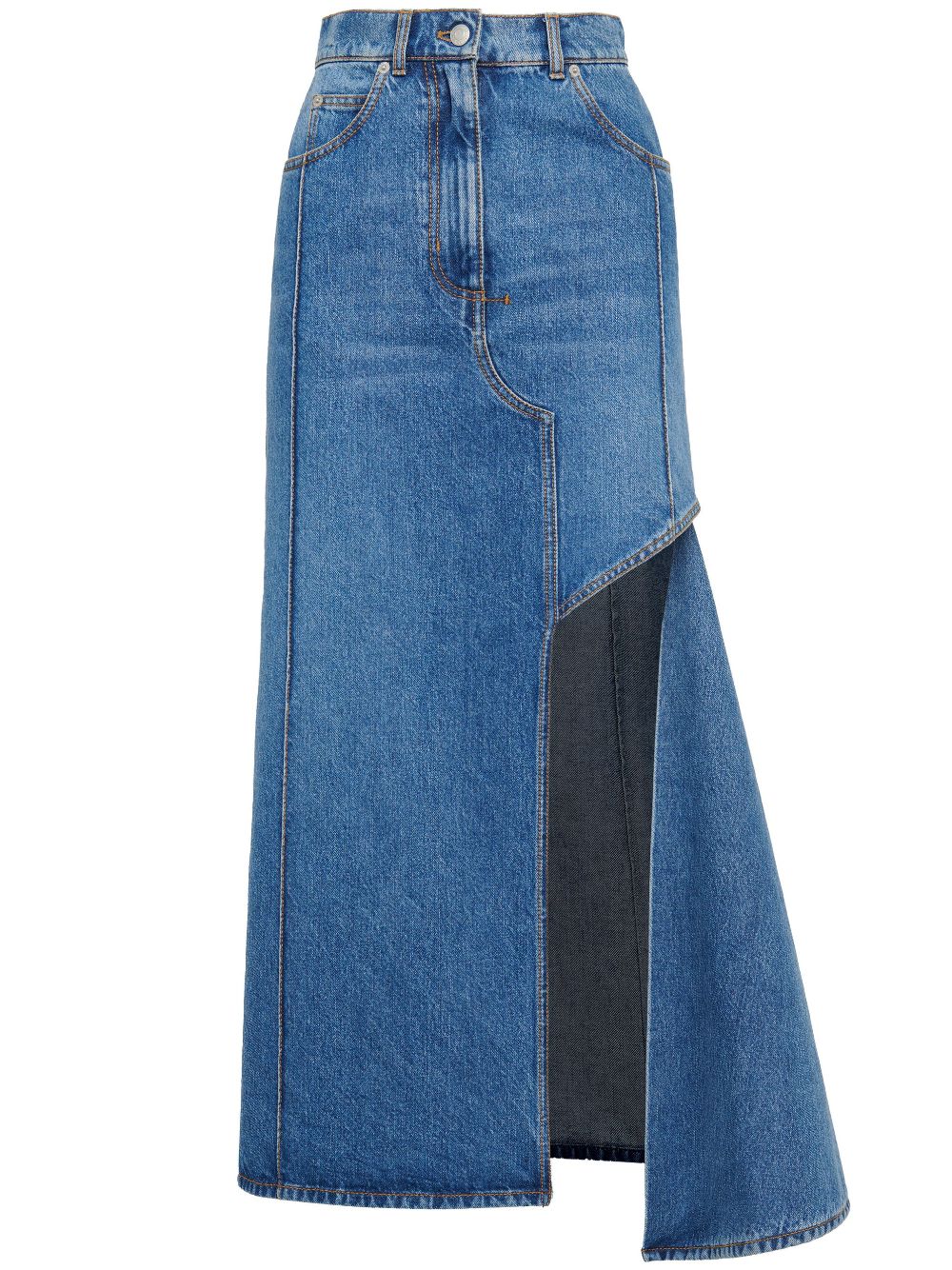 ALEXANDER MCQUEEN Cut-Out Detailing Denim Midi Skirt