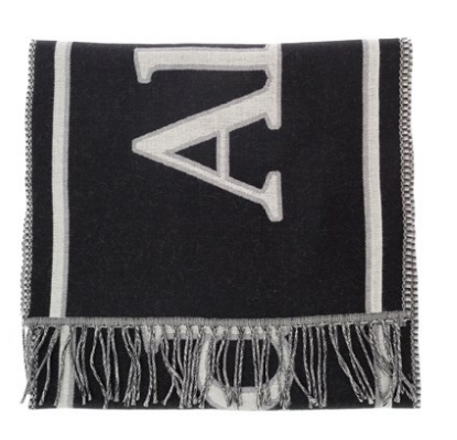 ALEXANDER MCQUEEN Wraparound Wool Scarf with Logo Detail