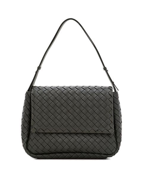 BOTTEGA VENETA Timeless Luxe Leather Raffia Crossbody Handbag - 30cm Strap