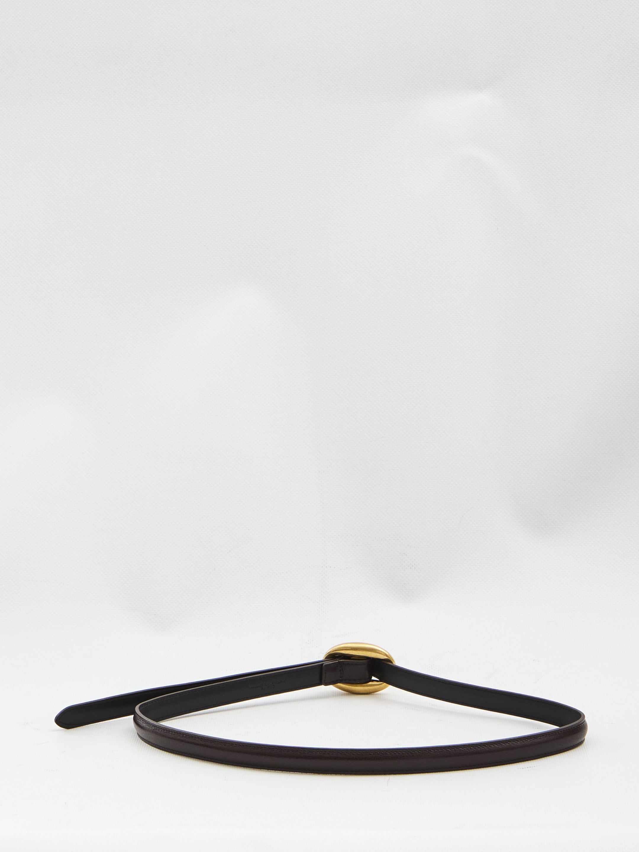 SAINT LAURENT Mini Leather Belt with Oval Buckle