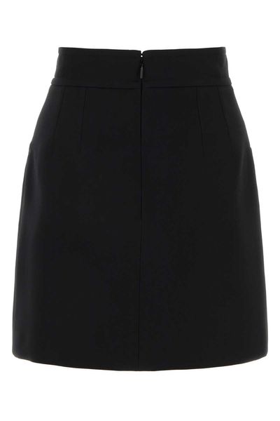GUCCI Silk Crepe Mini Skirt with Embellished Buttons