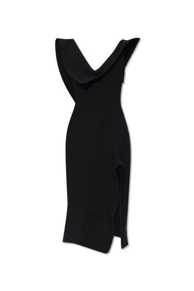 BOTTEGA VENETA Chic Cotton Blend Midi-Dress with Stylish Slit