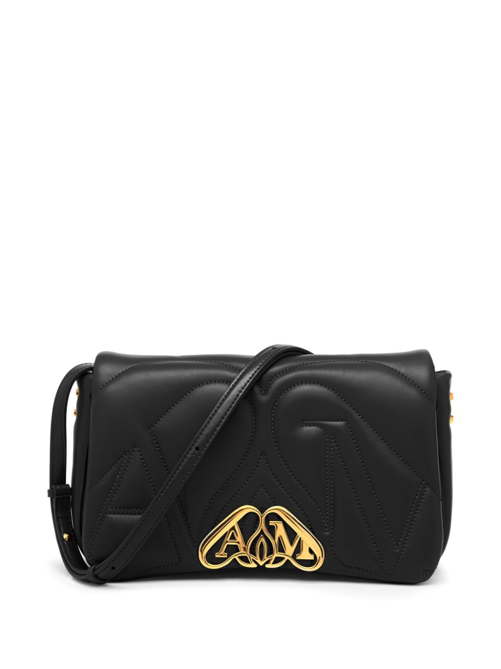 ALEXANDER MCQUEEN Mini Seal Logo Leather Crossbody Handbag