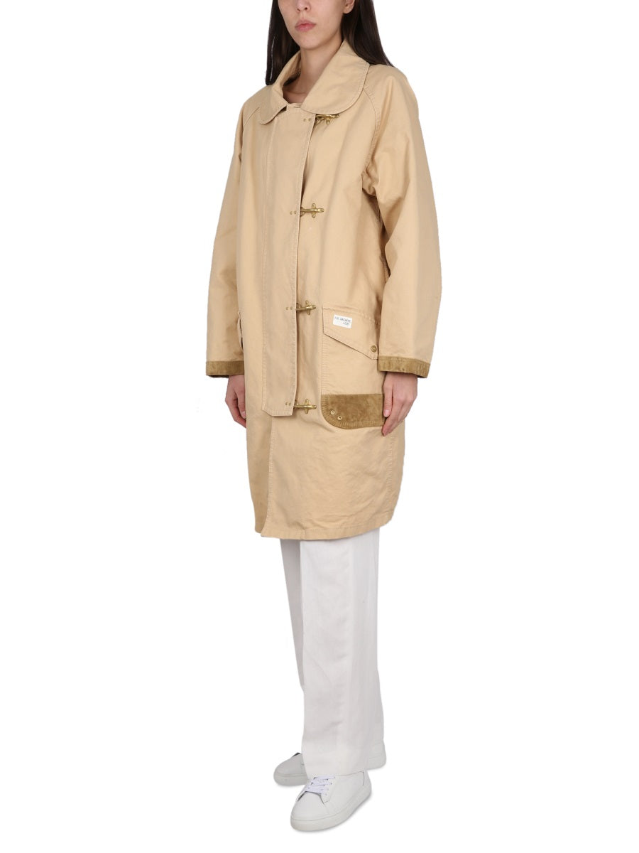 FAY Women's Four Hook Front Closure Trench Coat