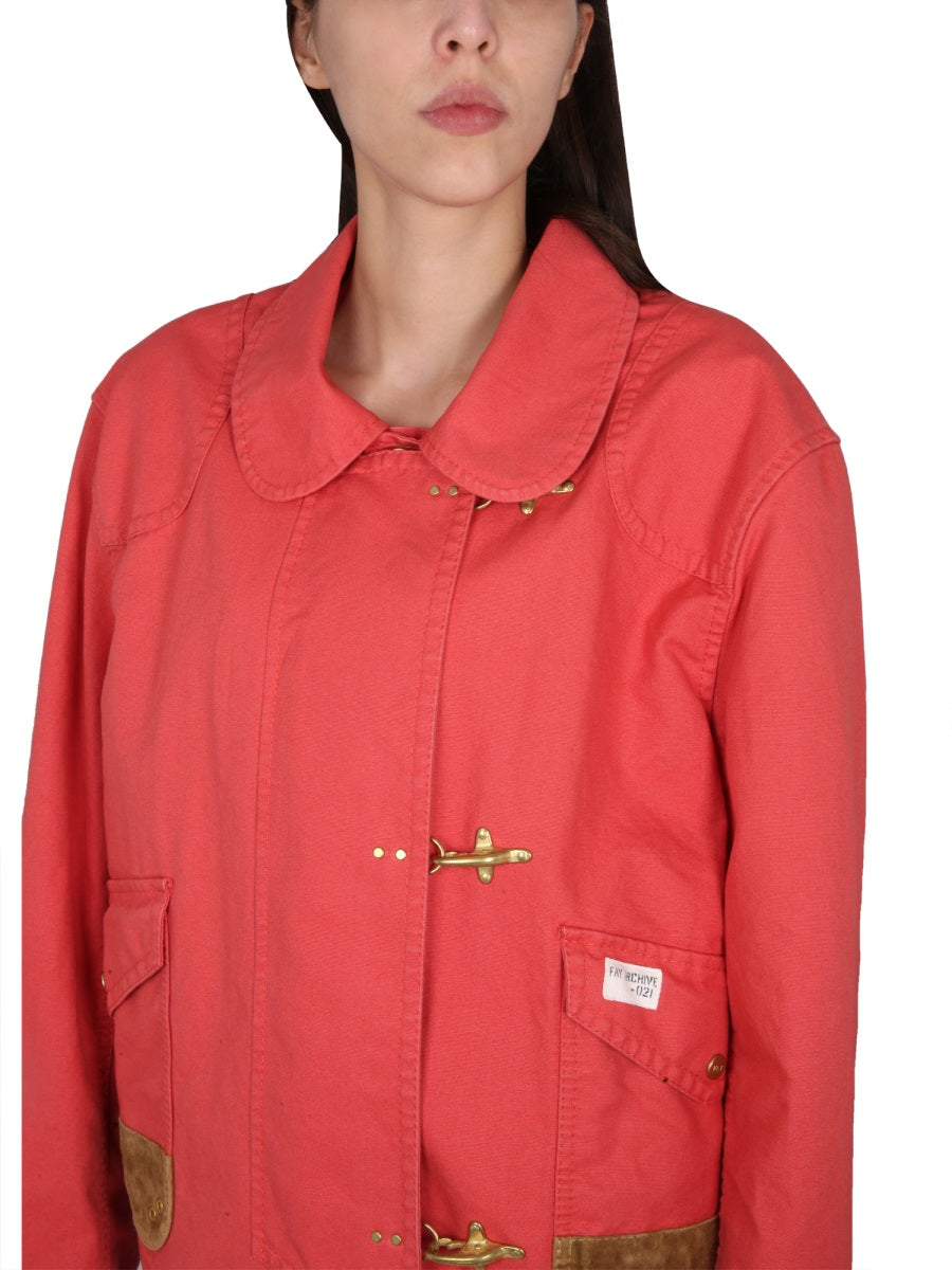 FAY Women's Mini Caban Jacket with Three-Hook Front Closure