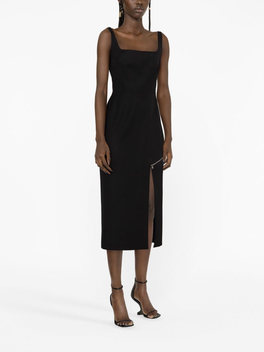 ALEXANDER MCQUEEN Grain of Poudre Wool Midi Dress
