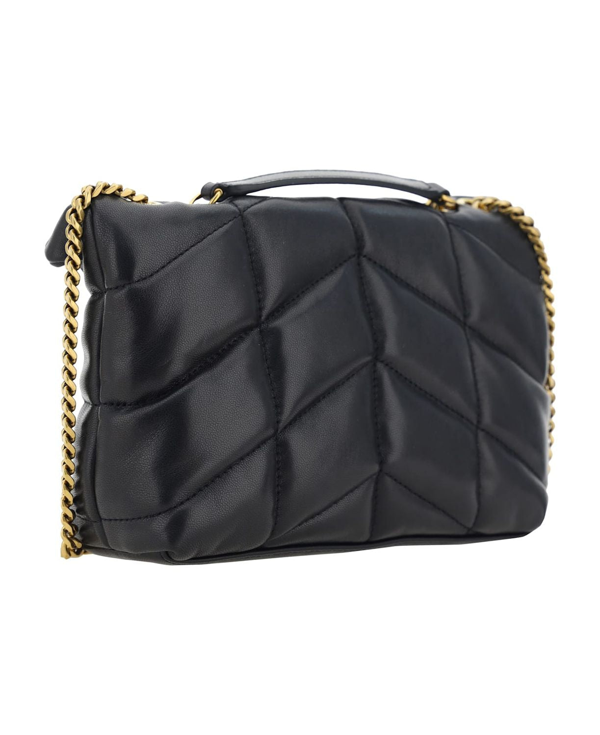 SAINT LAURENT Luxury Puffer Mini Handbag with Chain Logo