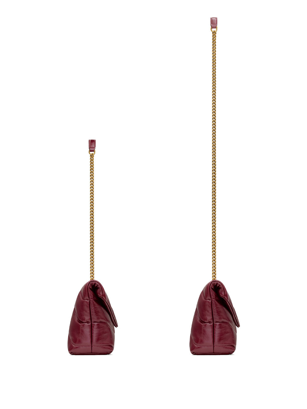 SAINT LAURENT Mini Loulou Puffer Handbag in Shiny Leather - W 22.5 x H 16 x D 8 CM