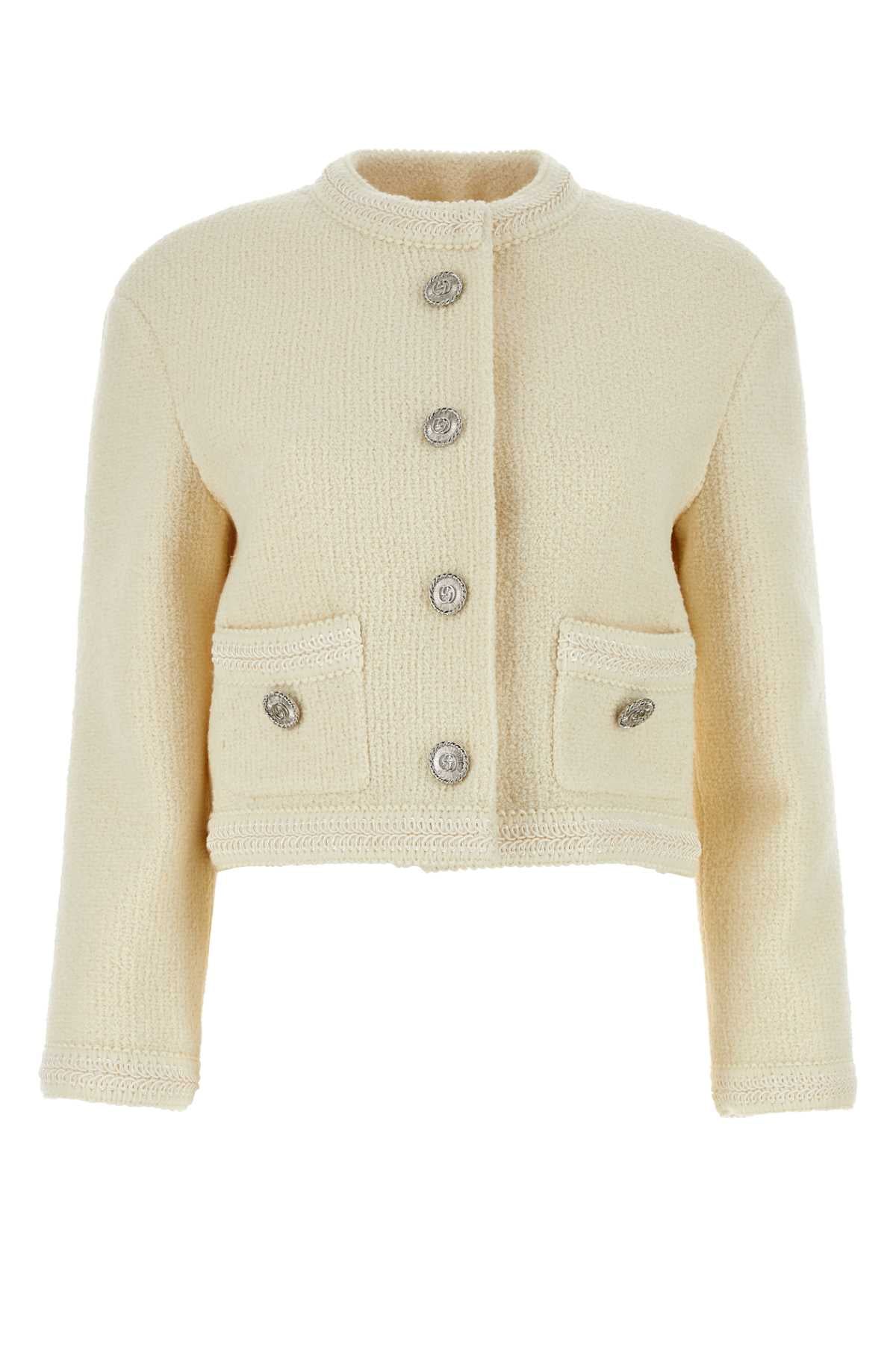GUCCI Ivory Wool Blend Blazer - Women's