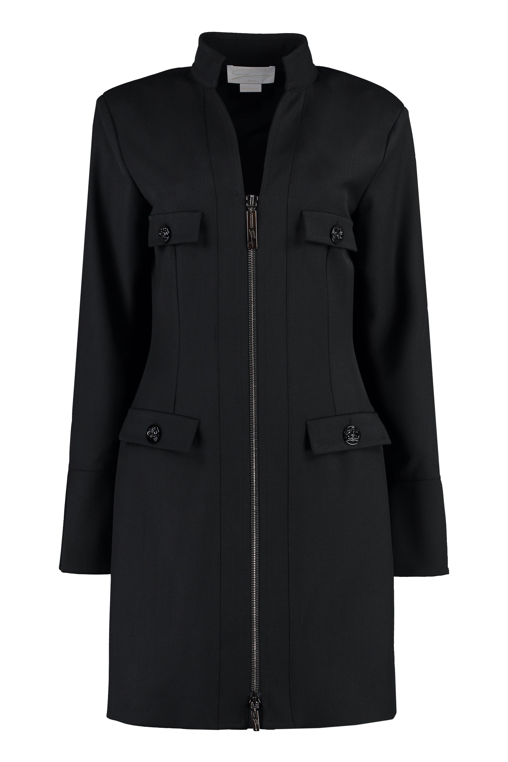 GENNY Wool-Blend Mini Dress with Flap Pockets