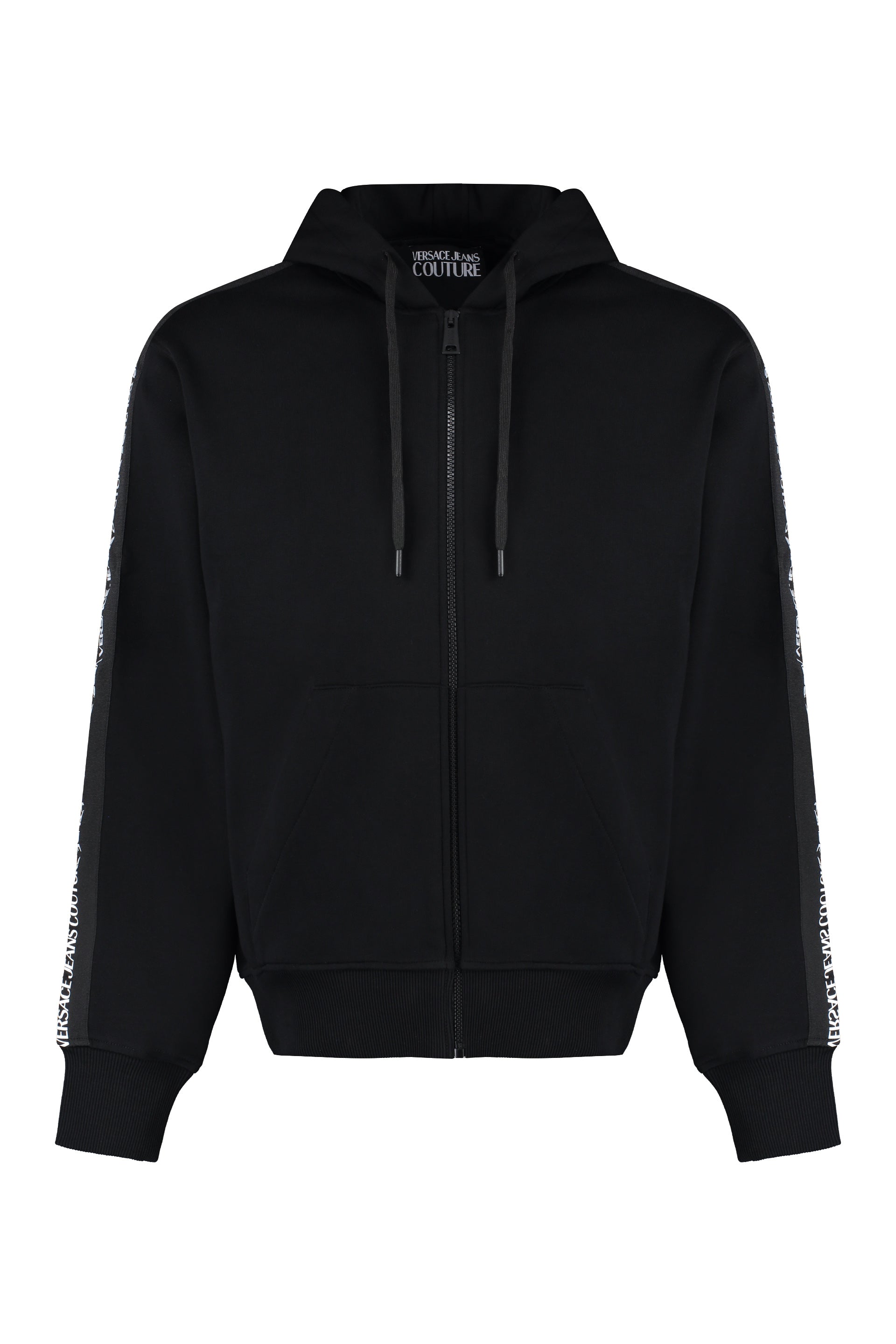 VERSACE JEANS COUTURE Full Zip Hoodie with Contrasting Logoed Bands