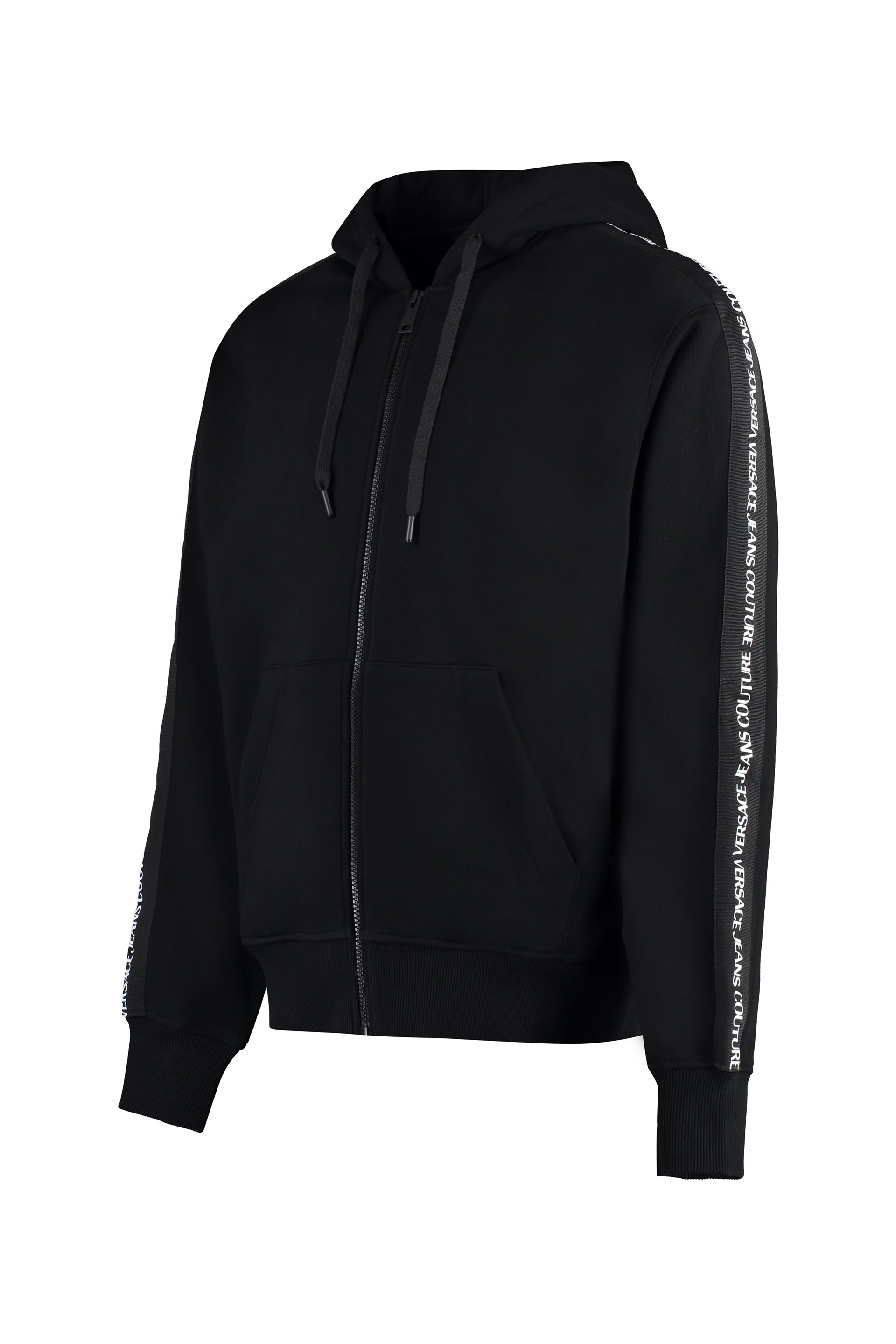 VERSACE JEANS COUTURE Full Zip Hoodie with Contrasting Logoed Bands