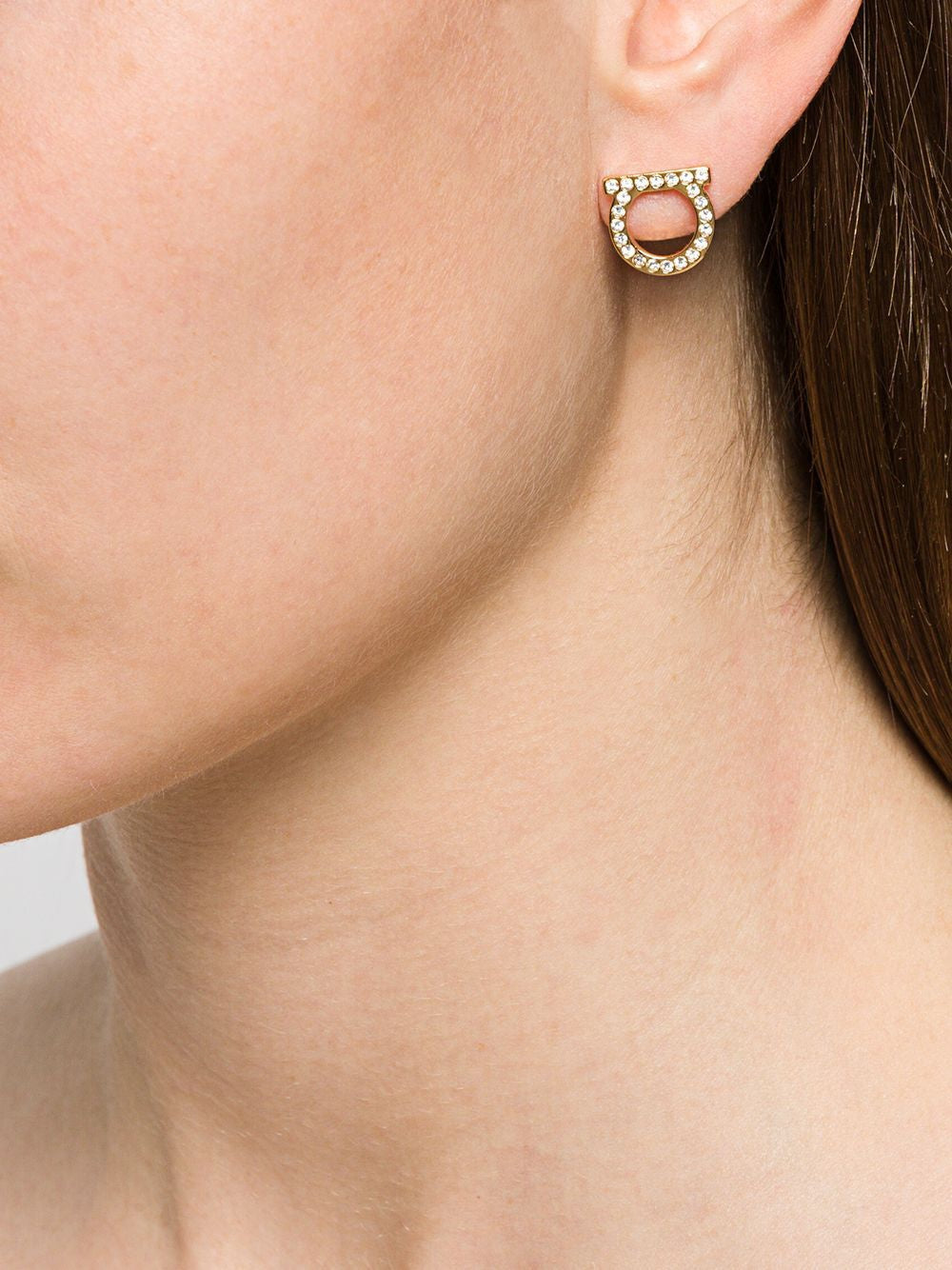 Ferragamo Gancini Hook Mini Earrings with Crystals