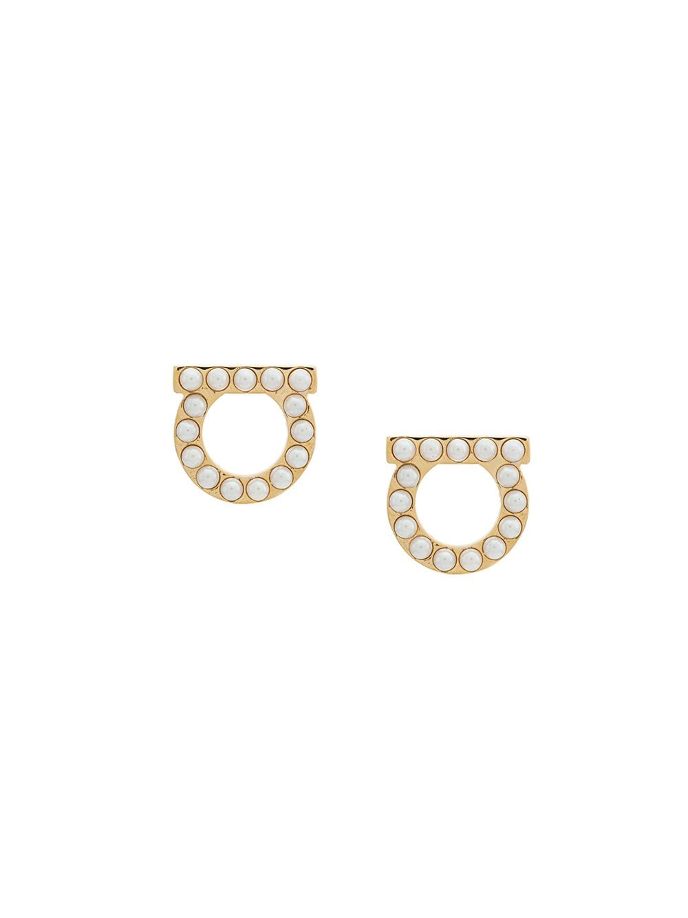 Ferragamo Gancini Hook Pearls Mini Earrings