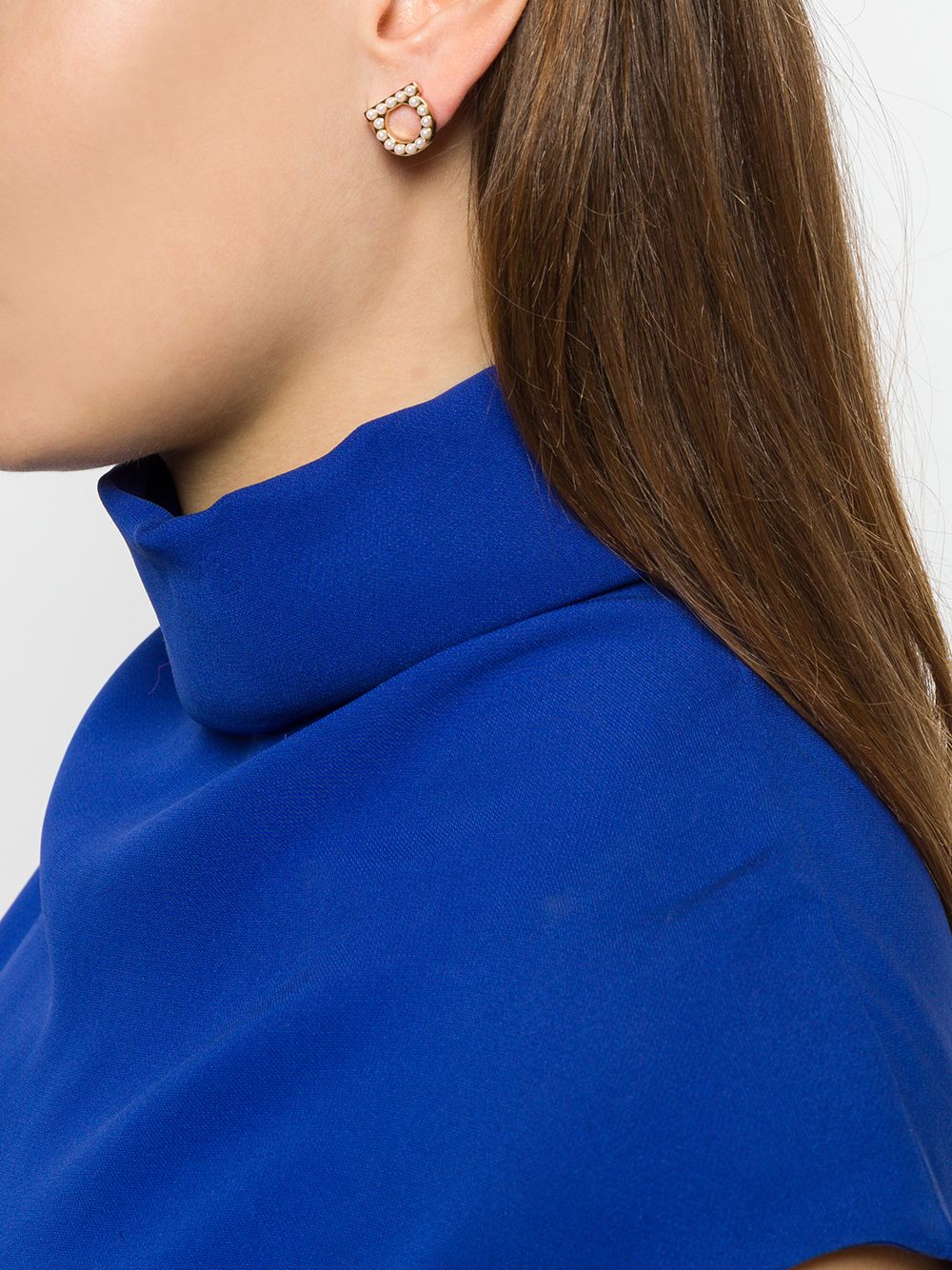 Ferragamo Gancini Hook Pearls Mini Earrings