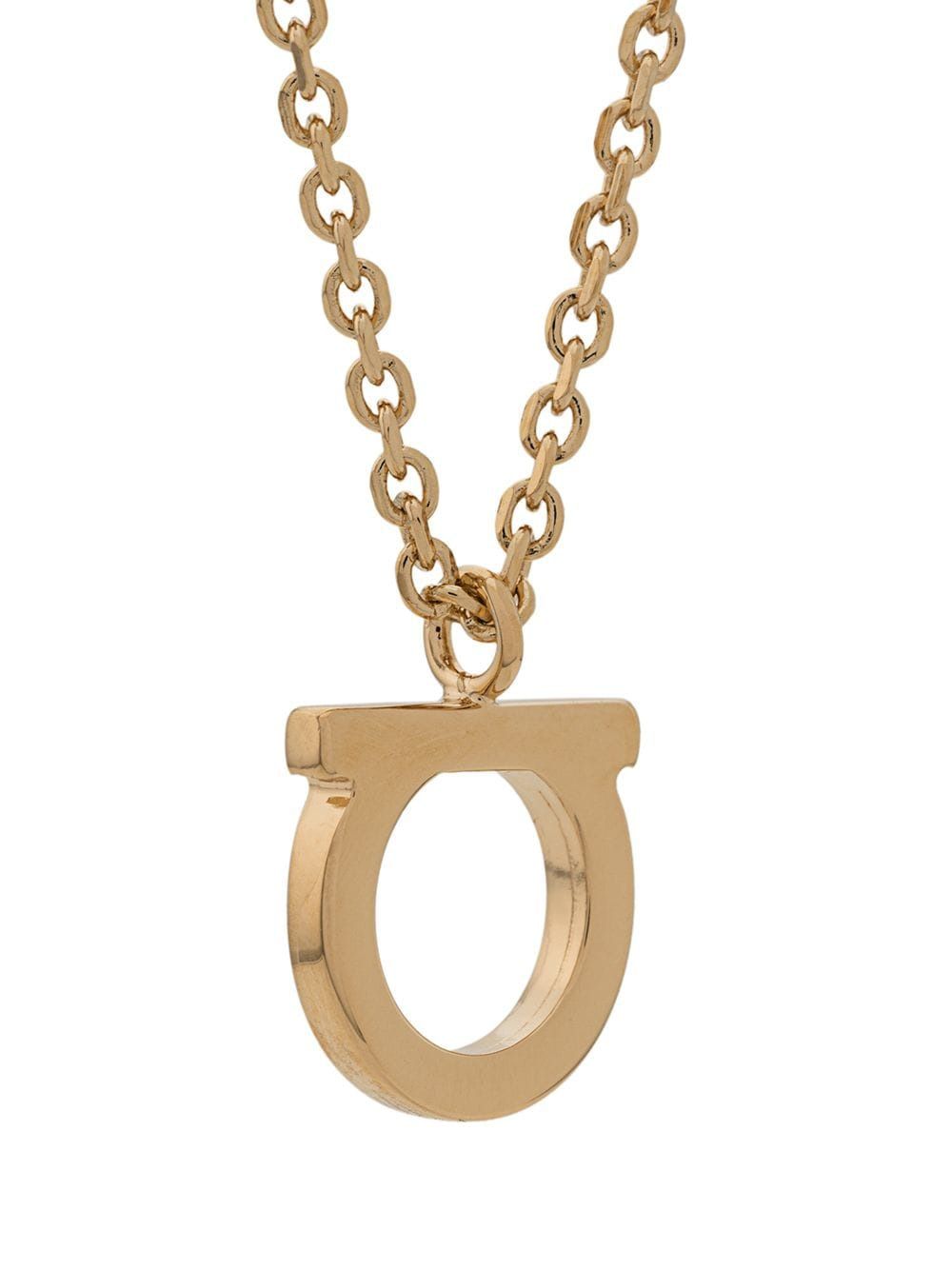 Ferragamo Gancini Hook Charm Necklace with Brass Detailing