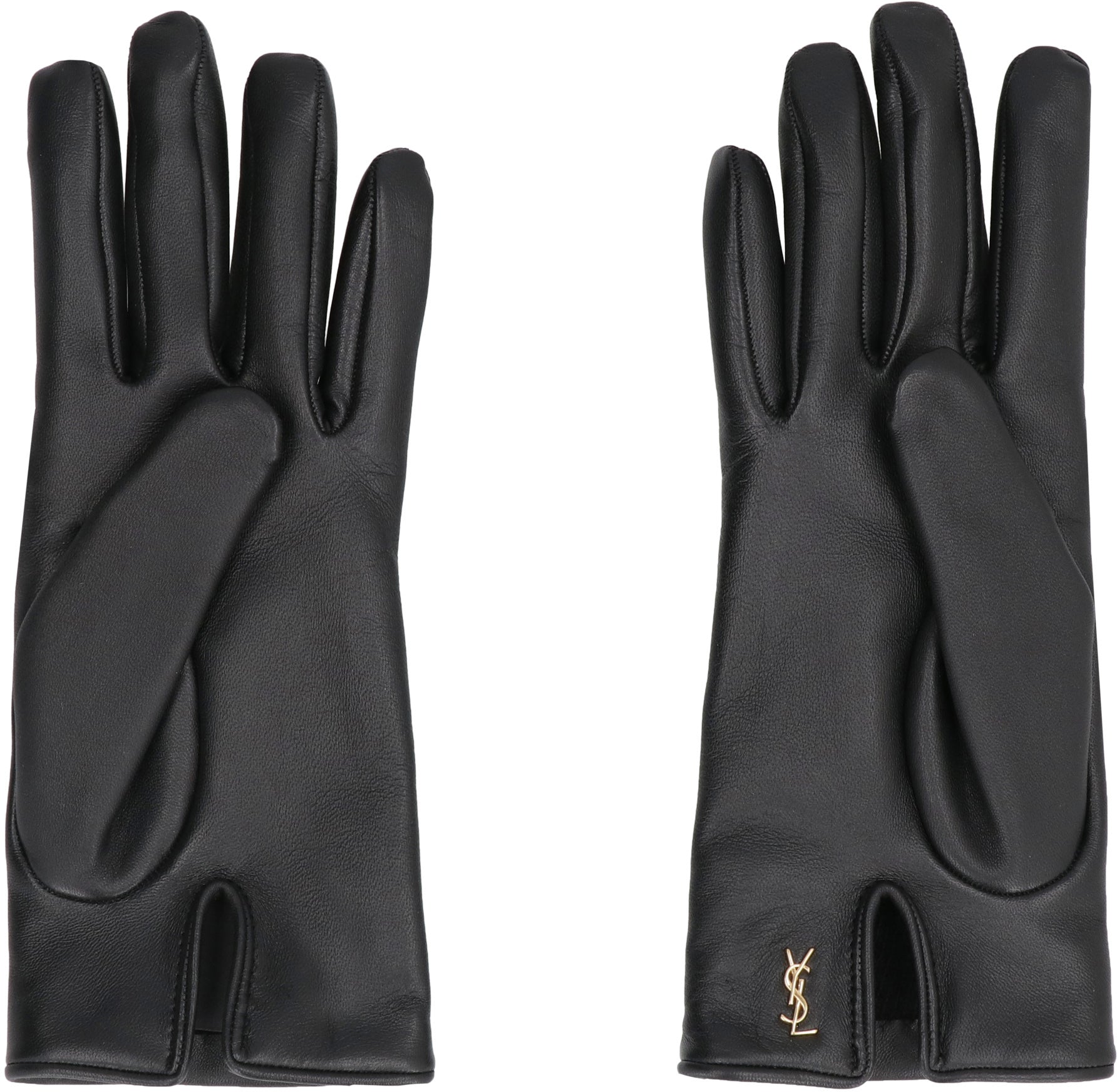 SAINT LAURENT Elegant Leather Cassandre Gloves for Women