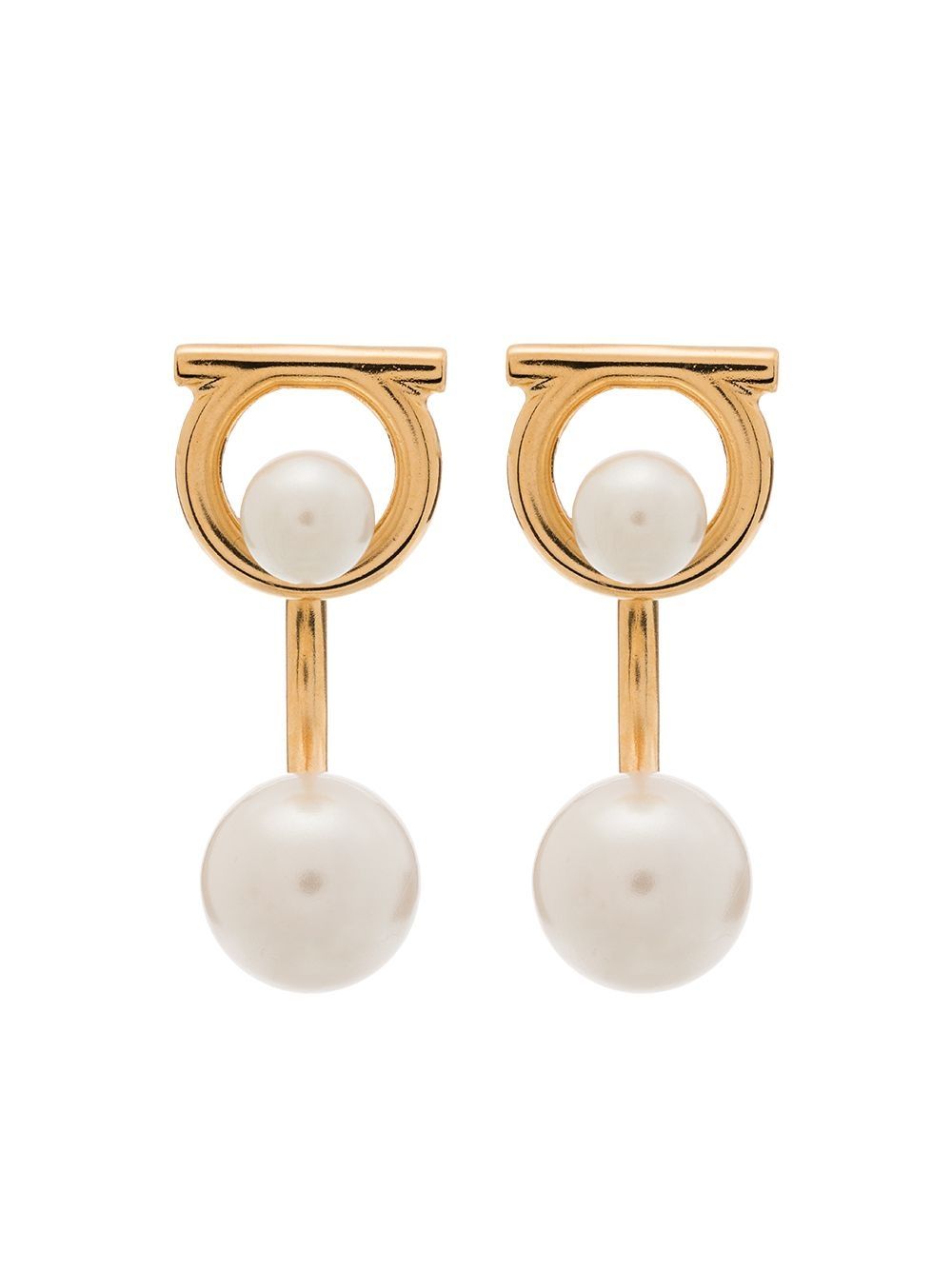 Ferragamo Gancini Hook Earrings with Pearls
