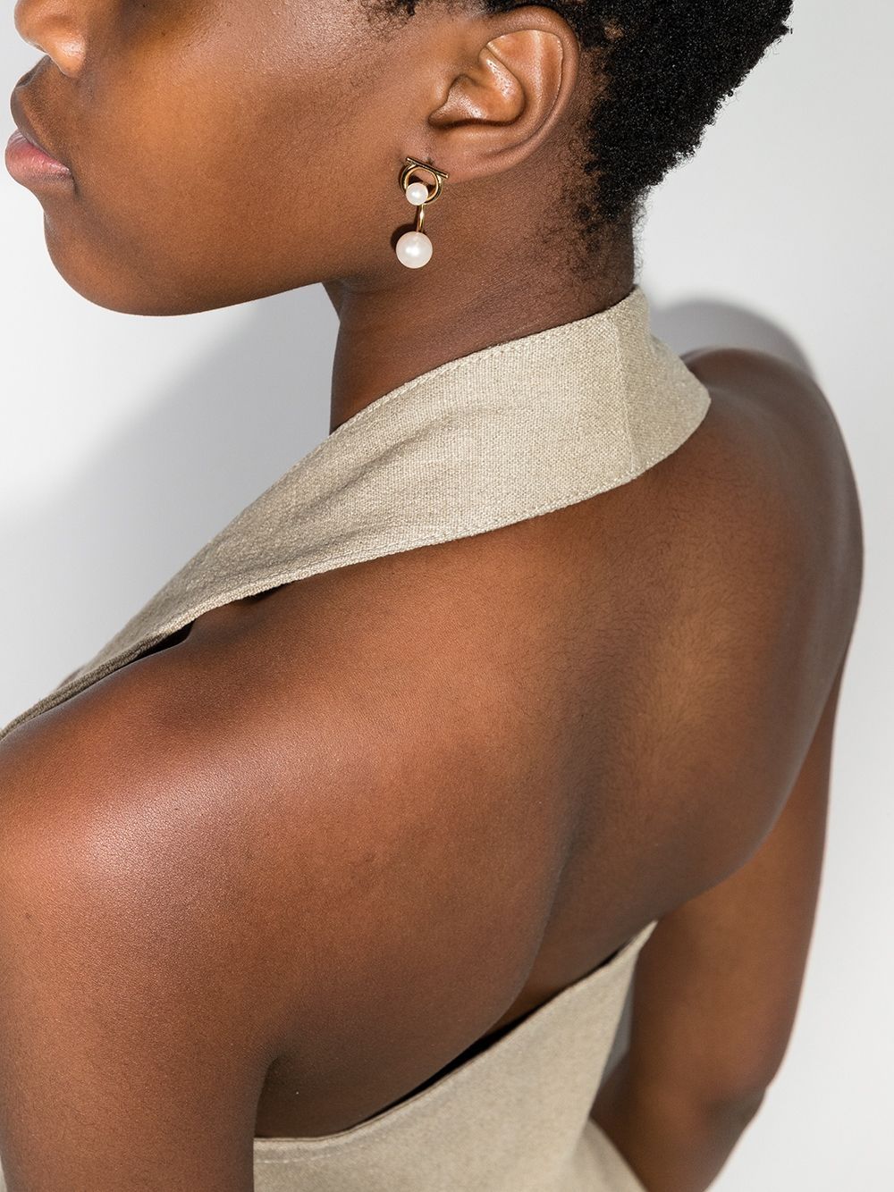 Ferragamo Gancini Hook Earrings with Pearls