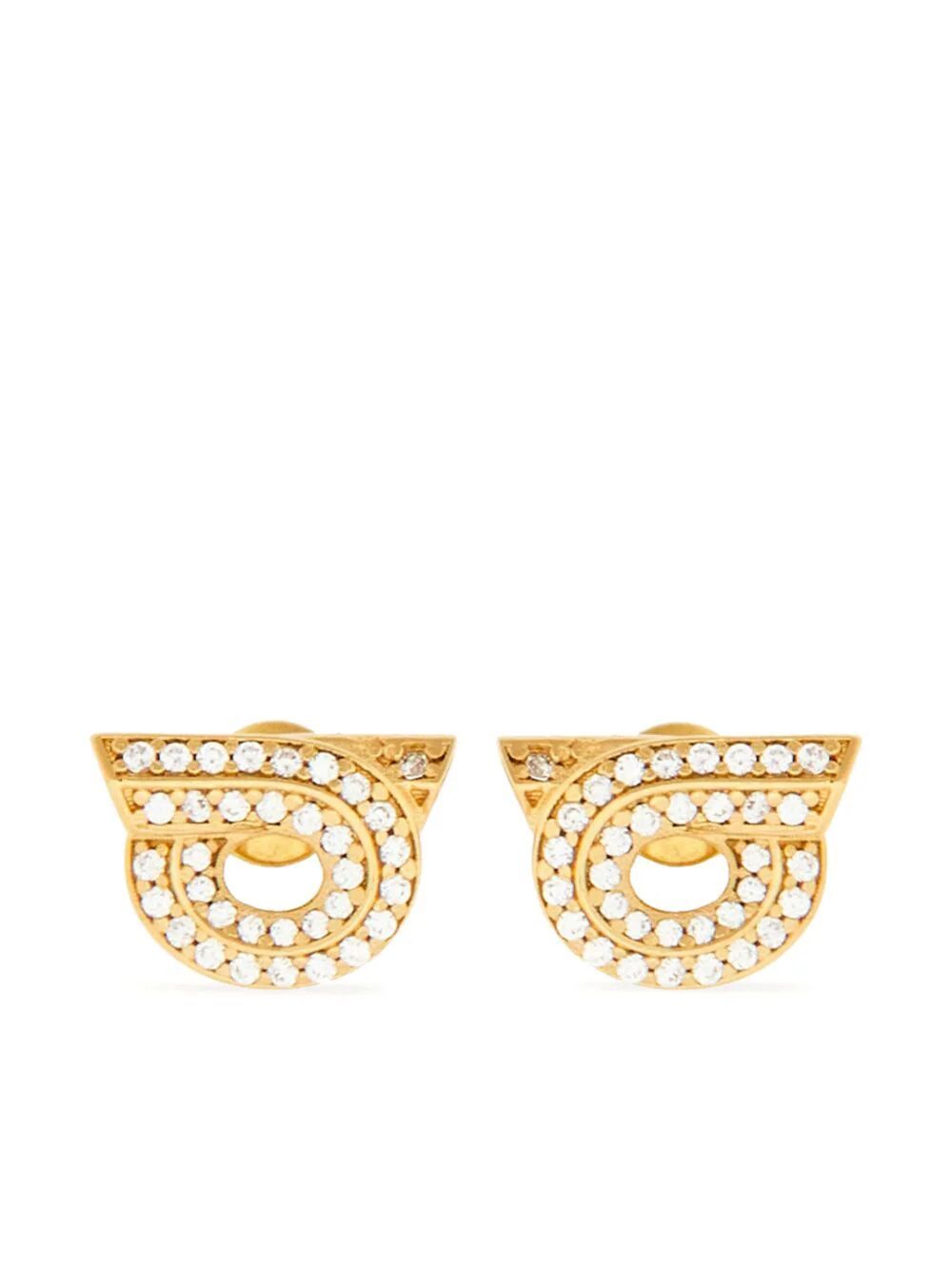 Ferragamo Gancini Hook Earrings with Rhinestones