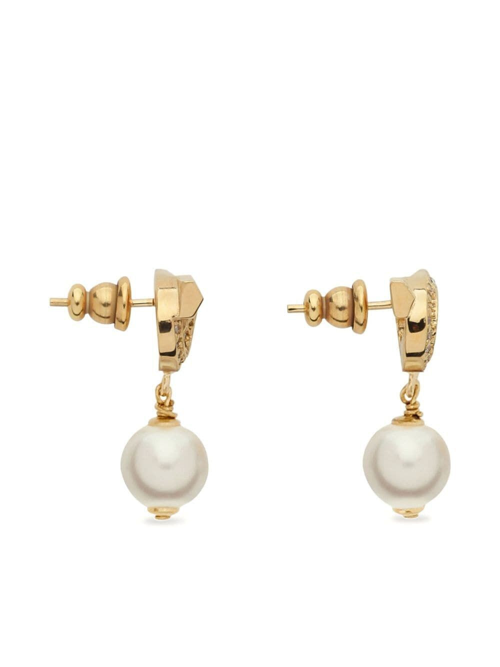 Ferragamo Gancini Hook Earrings with Pearl and Crystals