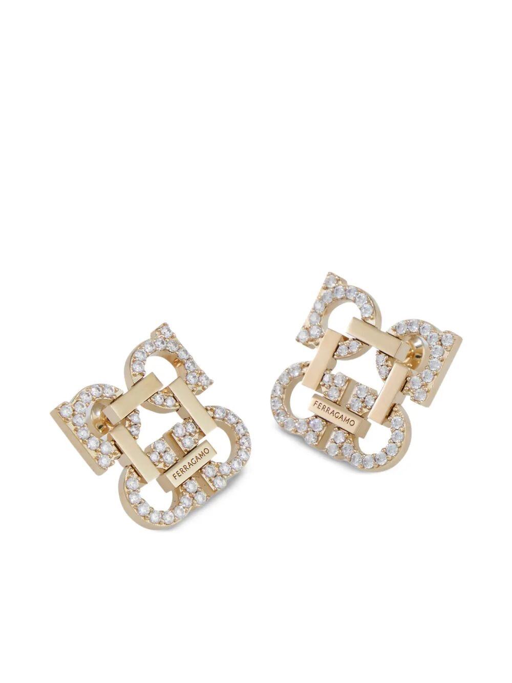 Ferragamo Crystal Embellished Gancini Hook Clip-On Earrings
