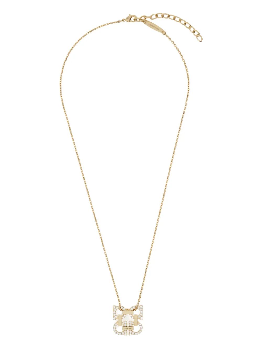 Ferragamo Crystal Embellished Four Gancini Hook Pendant Necklace