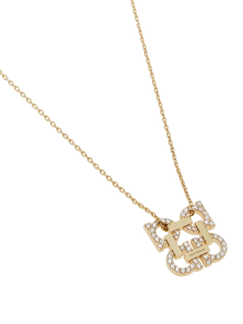 Ferragamo Crystal Embellished Four Gancini Hook Pendant Necklace